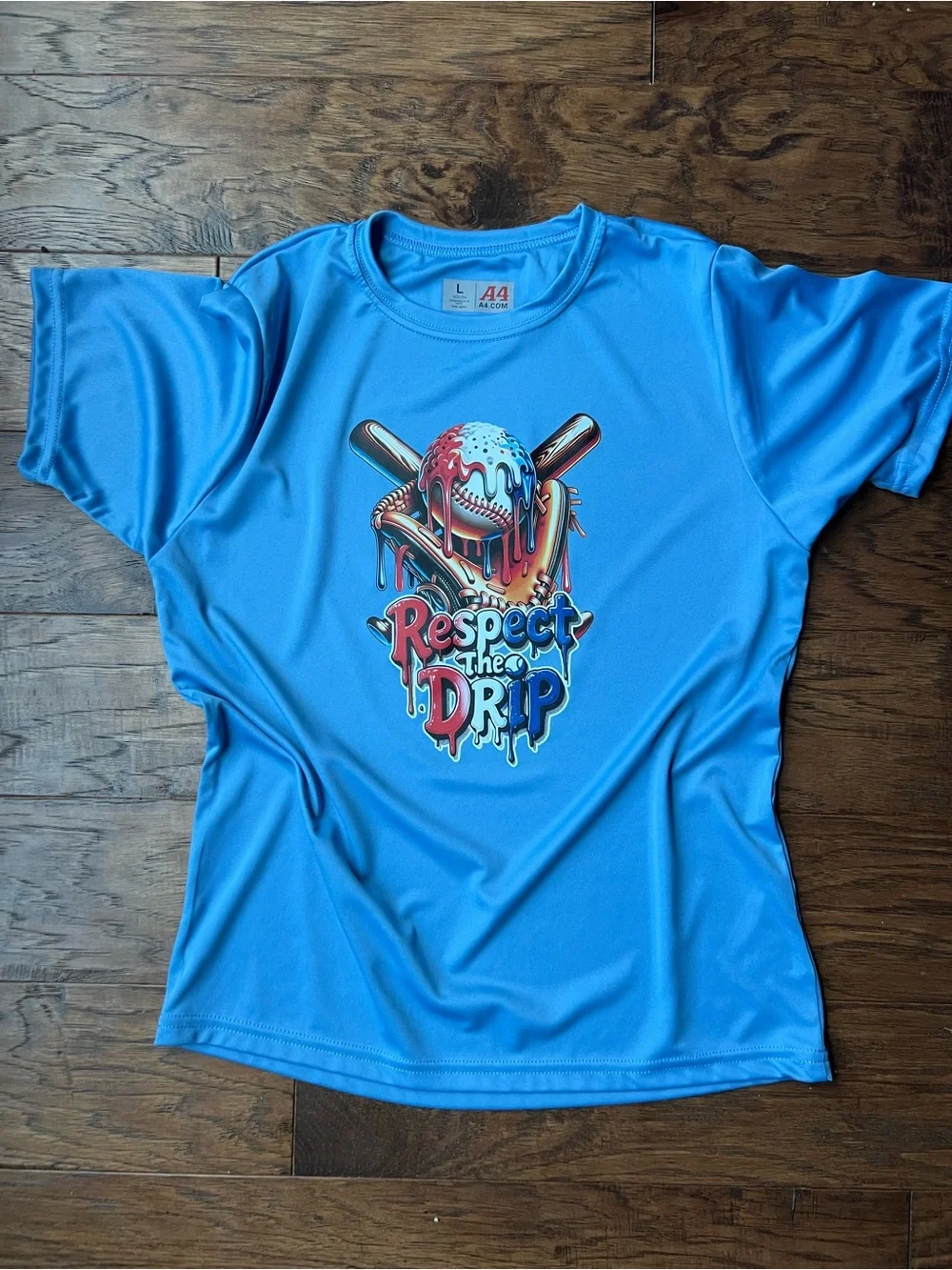 Respect the Drip Graphic Athletic Tee - Bright Blue